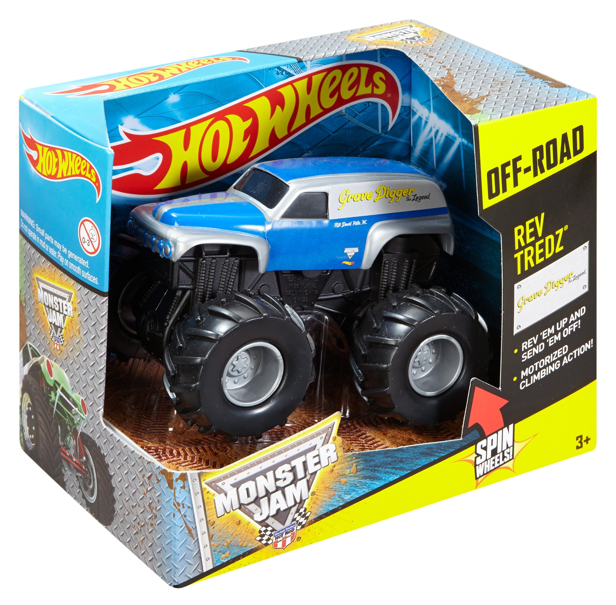 Amazon.com: Hot Wheels Monster Jam Rev Tredz Purple Grave Digger